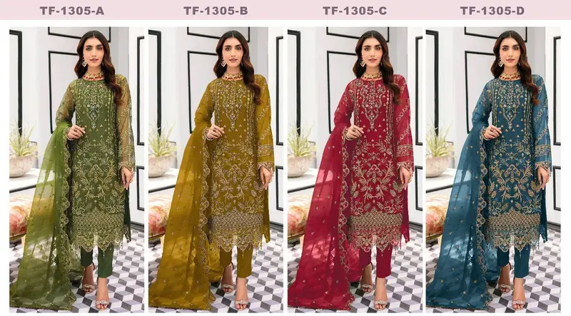  1305 Hit Colors by Shahin Designer Organza Pakistani Suits Collection